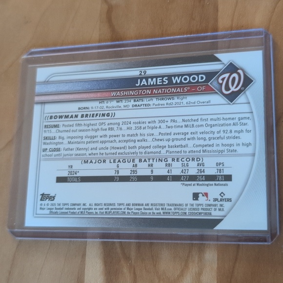 2025 Bowman James Wood Rookie Card Nationals - Picture 2 of 2